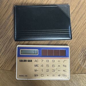 Vintage Solar Credit Card Calculator SOLAR 668 Model 218 Japan IC w/ Sleeve